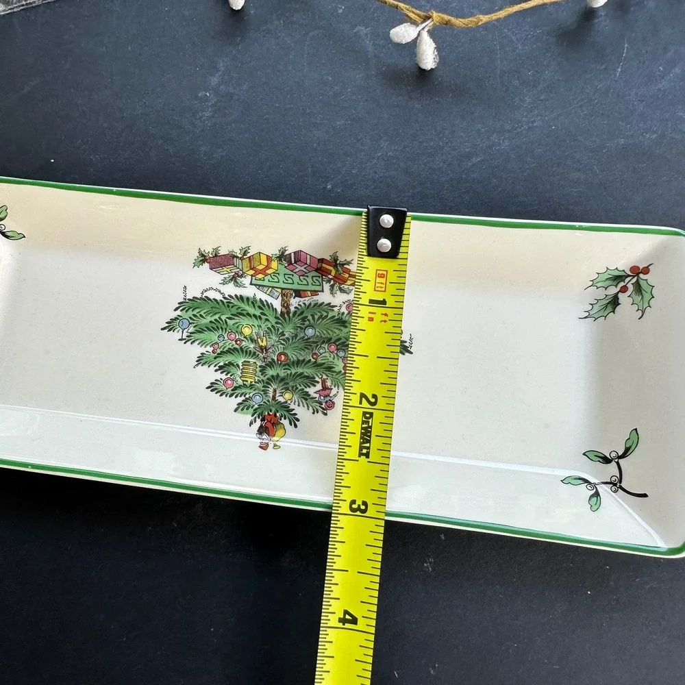 Vintage Spode England Christmas Tree Mint Candy Cracker Serving  Tray 9